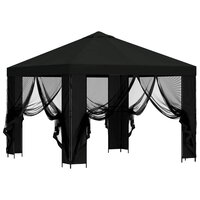 Tuin Gazebo met Zijwanden 3 x 3 m Zwart Polyester en staal 4