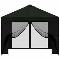 Tuin Gazebo met Zijwanden 3 x 3 m Zwart Polyester en staal 5