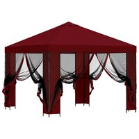 Tuin Gazebo met Zijwanden 3 x 3 m Bordeauxrood 4