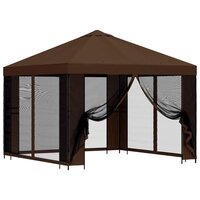 Tuin Gazebo met Zijwanden 3 x 3 m Bruin Polyester en staal 2