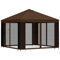 Tuin Gazebo met Zijwanden 3 x 3 m Bruin Polyester en staal 3