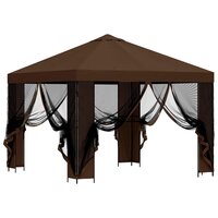 Tuin Gazebo met Zijwanden 3 x 3 m Bruin Polyester en staal 4