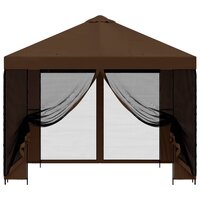 Tuin Gazebo met Zijwanden 3 x 3 m Bruin Polyester en staal 5