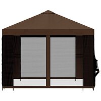Tuin Gazebo met Zijwanden 3 x 3 m Bruin Polyester en staal 6