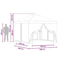 Tuin Gazebo met Zijwanden 3 x 3 m Bruin Polyester en staal 9