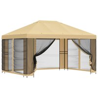 Tuin Gazebo met Zijwanden 4 &times; 3 m Cr&egrave;mekleurig 2