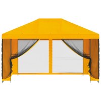 Tuin Gazebo met Zijwanden 4 &times; 3 m Geel Polyester en staal 5