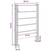 Afvalbak Schutting Grijs 85 x 12 x 115 cm Aluminium en WPC 8