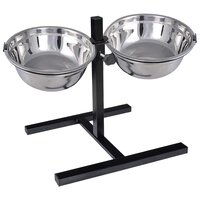 Voerstand en kom met hondenvoer Zilver en Zwart 57,5 x 26 cm 2