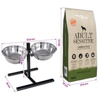 Voerstand en kom met hondenvoer Zilver en Zwart 57,5 x 26 cm 9