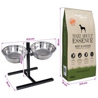 Voerstand en kom met hondenvoer Zilver en Zwart 50 x 29 cm 9