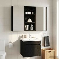Badkamerwandkast Zwarte Eik 30 x 14 x 70 cm Geconstrueerd hout 4