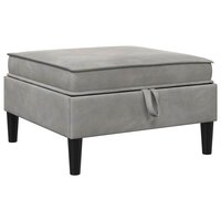 Hocker met Opslag Lichtgrijs Fluweel 2