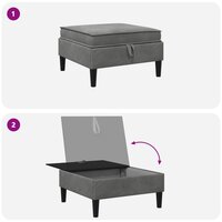 Hocker met Opslag Donkergrijs Fluweel 8