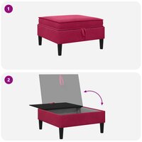 Hocker met Opslag Wijnrood Fluweel 8