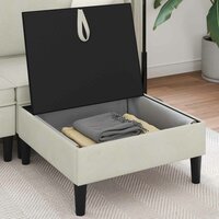 Hocker met Opslag Cr&egrave;mekleurig Fluweel 3