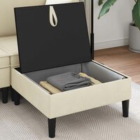 Hocker met Opslag Cr&egrave;mekleurig Fluweel 3