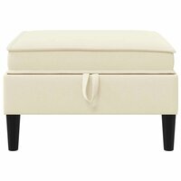 Hocker met Opslag Cr&egrave;mekleurig Fluweel 4