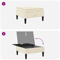 Hocker met Opslag Cr&egrave;mekleurig Fluweel 8