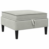 Hocker met Opslag Lichtgrijs Fluweel 2