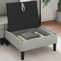 Hocker met Opslag Lichtgrijs Fluweel 3