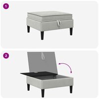 Hocker met Opslag Lichtgrijs Fluweel 8