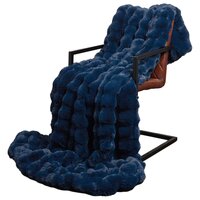 Antislip deken van imitatie konijnenbont Olite 4 st Marineblauw 3