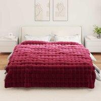 Antislip deken van imitatie konijnenbont Olite Bordeaux Rood 4