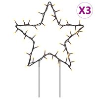 Kerstverlichting ster 3 st met grondpinnen 50 LED&amp;apos;s 29 cm 2
