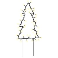 Kerstverlichting kerstboom 3 st met grondpinnen 50 LED&amp;apos;s 30 cm 2