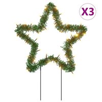 Kerstverlichting ster 3 st met grondpinnen 50 LED&amp;apos;s 29 cm 2