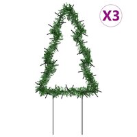 Kerstverlichting kerstboom 3 st met grondpinnen 50 LED&amp;apos;s 30 cm 2