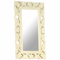 Spiegel handgesneden 80x50 cm massief mangohout wit 2