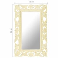 Spiegel handgesneden 80x50 cm massief mangohout wit 6