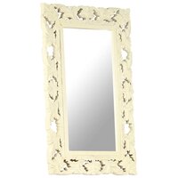 Spiegel handgesneden 80x50 cm massief mangohout wit 8