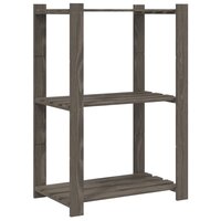 Opbergrek 3-laags 60x38x90 cm massief grenenhout grijs 2