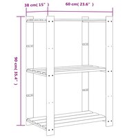 Opbergrek 3-laags 60x38x90 cm massief grenenhout grijs 7