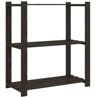Opbergrek 3-laags 80x38x90 cm massief grenenhout zwart 2