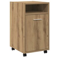 Kast met wielen 33x38x60 cm bewerkt hout artisanaal eikenkleur 2