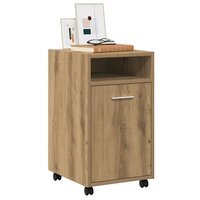 Kast met wielen 33x38x60 cm bewerkt hout artisanaal eikenkleur 3