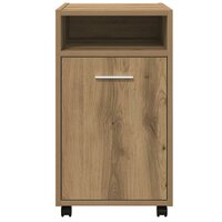 Kast met wielen 33x38x60 cm bewerkt hout artisanaal eikenkleur 4
