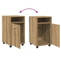 Kast met wielen 33x38x60 cm bewerkt hout artisanaal eikenkleur 8
