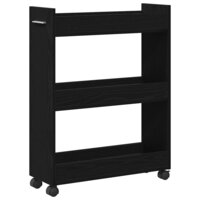 Kast met wiel Zwart Eiken 60 x 22 x 79 cm 2