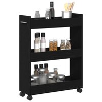 Kast met wiel Zwart Eiken 60 x 22 x 79 cm 3