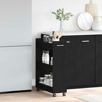 Kast met wiel Zwart Eiken 60 x 22 x 79 cm 4