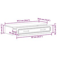 Wandmontage Zijtafel Betongrijs 87,5 x 34,5 x 17 cm 9