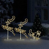 Kerstdecoratie rendieren en slee 260x21x87 cm acryl warmwit 3
