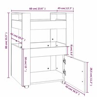 Keukentrolley 60x45x80cm bewerkt hout grijs sonoma eikenkleurig 9