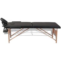Inklapbare massagetafel 2 zones met houten frame (zwart) 8