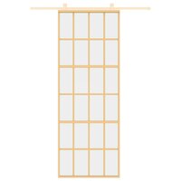 Schuifdeur 76x205 cm helder ESG-glas en aluminium goudkleurig 8